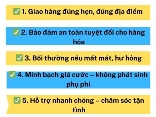 Cam kết của chành xe chuyển hàng đi Phú Quốc