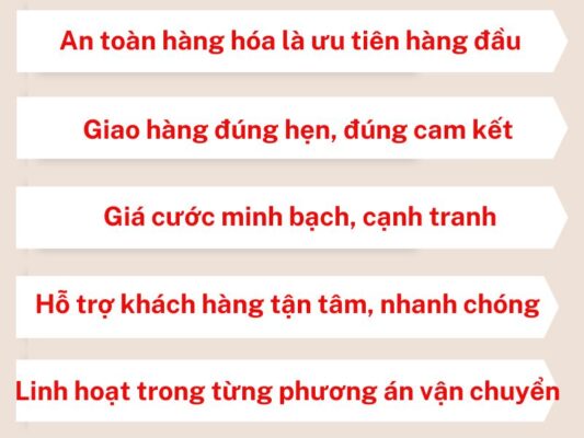 Tiêu chí làm việc của chành xe chuyển hàng Cần Thơ Bà Rịa