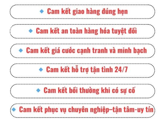 Những cam kết của chành xe chuyển hàng Đà Nẵng Kon Tum