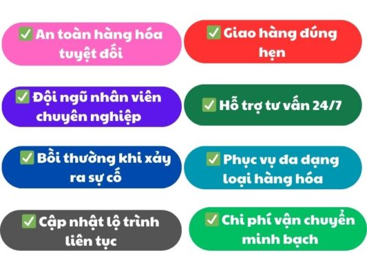 Những cam kết của chành xe chuyển hàng Đà Nẵng Vĩnh Yên