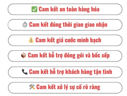 Những cam kết của chành xe chuyển hàng Tây Ninh Nghệ An