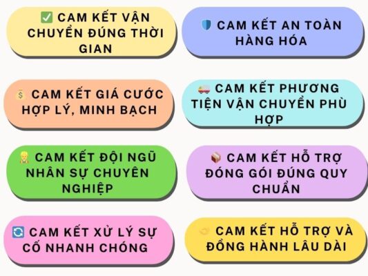 Những cam kết của chành xe chuyển hàng Vũng Tàu Cần Thơ