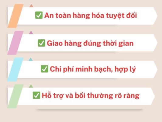Cam kết của chành xe chuyển hàng Vũng Tàu Đồng Xoài