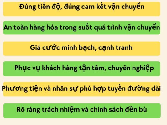 Tiêu chí làm việc của chành xe chuyển hàng Tây Ninh Hà Giang