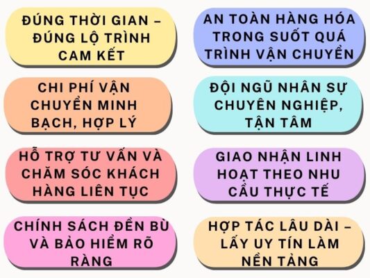 Tiêu chí làm việc của chành xe chuyển hàng Vũng Tàu Hậu Giang