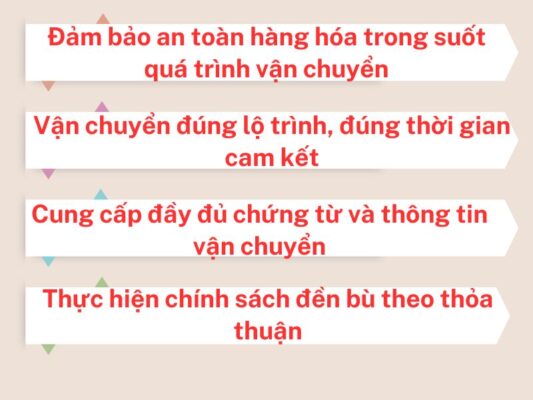 Trách nhiệm của chành xe chuyển hàng Vũng Tàu Pleiku