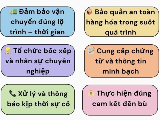Trách nhiệm của chành xe chuyển hàng Vũng Tàu Sóc Trăng