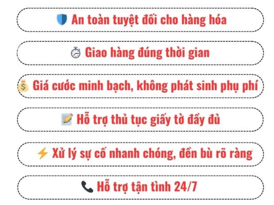 Cam kết của chành xe chuyển hàng Vũng Tàu Uông Bí