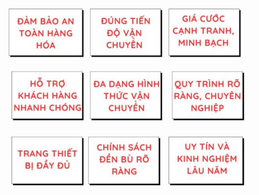 Tiêu chí hoạt động chành xe chuyển hàng Vũng Tàu Cẩm Phả